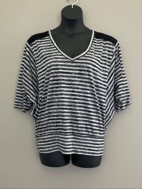 Ideology Black and Gray Striped Quarter Sleeved Shirt